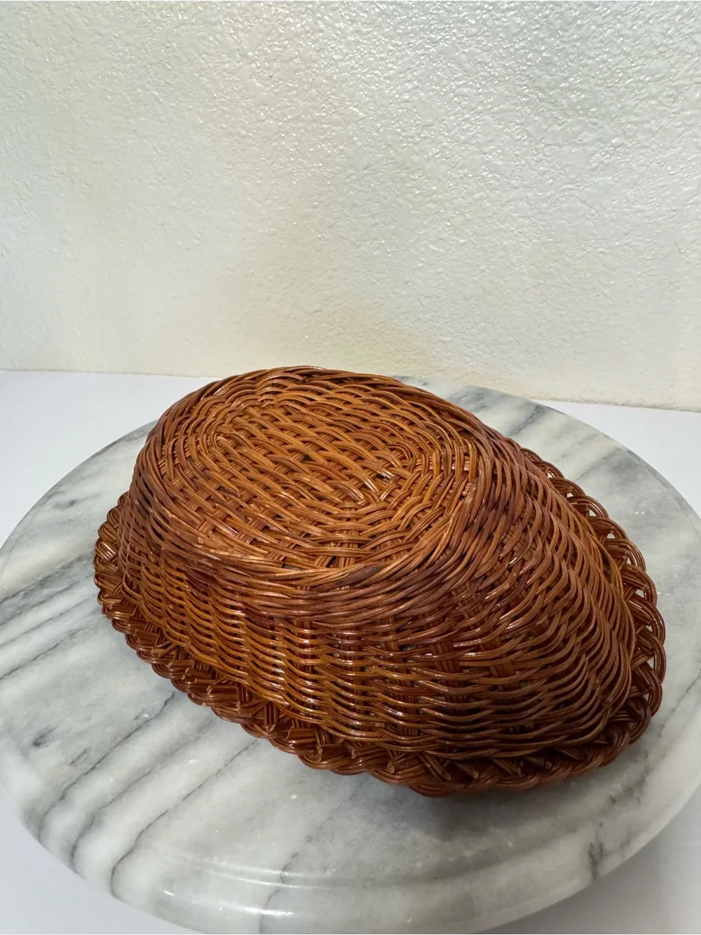 Brown Woven Basket with Blue Heart-Print Liner